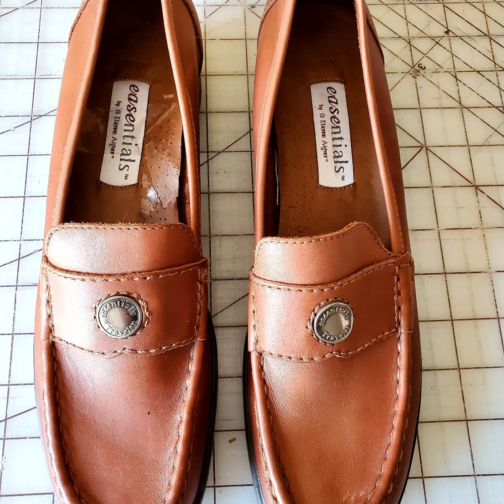 Etienne Aigner Women's Traveler Brown Leather Penny Loafers size 9.5N